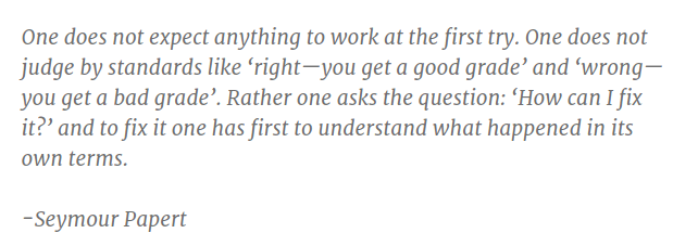 A quote about problem solivng by Seymour Papert